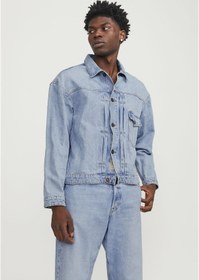 Resim Jack & Jones Erkek Rüzgara Dayanıklı Denim Ceket - Brent 453 12254367 Blue Denim Lacivert 