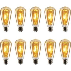 Resim Edison ST64 Flamanlı Rustik 4W LED Ampul 10'lu Dekoratif Vintage Aydınlatma ST64 10'lu 