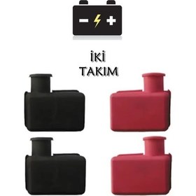 Resim Mesa Iki (2) Takım Akü Kutup Başı Kuruma Lastiği (+)(-), Muhafaza Başlığı, Kapağı 