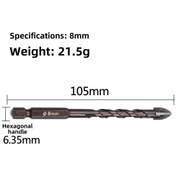 Resim Geeksen 8mm Hexagonal Kelepçe Çapraz Cam Delici, Seramik Duvar Delme Ucu, Fırınlanmış Spiral Tasarım, Hassas Ve Verimli Drilling Tekli 