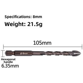 Resim Geeksen 8mm Hexagonal Kelepçe Çapraz Cam Delici, Seramik Duvar Delme Ucu, Fırınlanmış Spiral Tasarım, Hassas Ve Verimli Drilling Tekli 