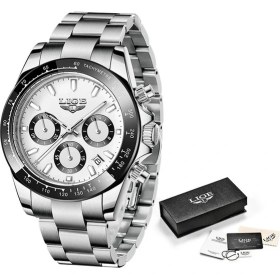 Resim Hanyang Gümüş Beyaz Lıge 2022 Yeni Erkek Saatler Üst Marka Lüks Iş Izle Erkekler Için Paslanmaz Çelik Su Geçirmez Kuvars Kol Saati Erkek Saat + Kutu (Yurt Dışından) 