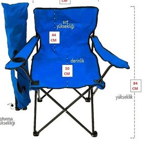 Resim Kapris Katlanır Kamp Sandalyesi Taşıma Çantalı Bardaklıklı Mavi Mavi 