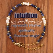 Resim Bir El Yapımı Doğal Taş Boncuk Taze Deniz İnci Zincir Bilezik - İntüisyon, Duygusal Hassasiyet - Her İki Erkek ve Kadın İçin Mükemmel Takı Hediyesi. 