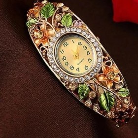 Resim Hanyang Çok Renkli 2021 Lüks Kuvars Izle Bileklik Elbise Izle Vintage Sahte Kristal Alaşım Oldukça Çiçek Desenli Bilezik Izle Rahat (Yurt Dışından) 