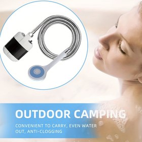 Resim 1 adet, Kamp ve Seyahat için Taşınabilir Duş, Aile Seyahati ve Bahçe Kullanımı için Su Filtrasyon Sistemi ile El Tipi Kamp Duş Pompası (Dakikada 4-5 Litre Su Akışı) 
