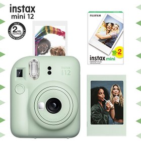 Resim Fujifilm Instax mini 12 Yeşil Fotoğraf Makinesi-Çerçeve ve 20'li mini Film Seti 