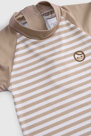 Resim Kısa Kollu Tulum UV Korumalı Kahve Line Bebek Mayo - Kahve Line / 3-4 Yaş 