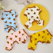 Resim Köpekler ve Kediler için Rahat Teddy Ayı Baskılı Jumpsuits - Küçük Irk Polyester Örgü Pullover'lar - Tüm Mevsimler için Kolay Bakım El Yıkama Konforlu Ev Giyimi için Fransız Bulldog, Chihuahua, Küçük Köpekler ve Kediler 