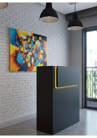 Resim Resital Ledli Karşılama Bankosu G-90 Cm Ofis Kasa Resepsiyon Masası Banko-003-4-4 