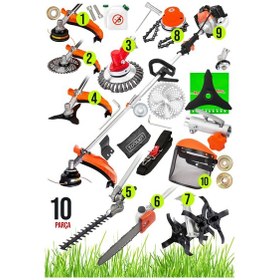 Resim Turbo Motor 10parça Benzinli 52cc Benzinli Yan Tırpanı Ot Biçme,çit Budama Dal Kesme,çapa Full Set 