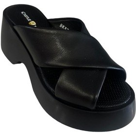 Resim Castle Black 42618 Kadın Hakiki Deri Yazlık Terlik Siyah 