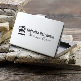 Resim Coğrafya Öğretmenlerine Özel Metal Kartvizitlik 