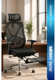 Resim Shoyse Fileli Yönetici Koltuğu Ayak Uzatmalı Ofis Koltuğu Ergonomik Ofis Koltuğu Siyah 