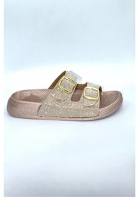 Resim Pembe Simli Kadın Çift Toka Günlük Terlik Pembe 