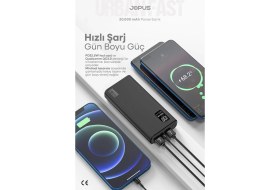 Resim Jopus 20000mAh PowerBank PD 22.5W Hızlı Şarj - Dijital Ekranlı - Taşınabilir Şarj Cihazı - Siyah JP-P12 
