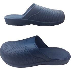 Resim Erkek Lacivert Noktalı Önü Kapalı Banyo Bahçe Terliği Lacivert 