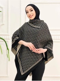 Resim 02Lady Fashion Kadın Puantiye Desenli Üçgen Panço 