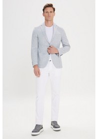 Resim AC&Co / Altınyıldız Classics Erkek Indıgo Slim Fit Dar Kesim Mono Yaka Desenli Blazer Ceket Indıgo 