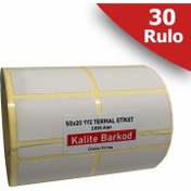 Resim Kalite Barkod 50X20 Termal Etiket Yanyana 2'li | 30 Rulo Barkod Etiketi 