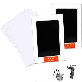 Resim Technojet 2Adet Bebek El Ayak İzi Anı Seti Mürekkep Temassız Toksik Olmayan Yenidoğan Uyumlu 