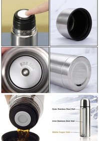 Resim İsime Kişiye Özel 500ml Çelik İnox Çift Katmanlı Termos 12 Saate Kadar Sıcak Soğuk Tutma Kamp Termos Gri 