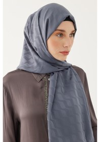 Resim Mirsoy Scarf Dalga Desen İpeksi Jakar Şal - Füme Füme 
