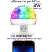Resim Suled SL-1018 Mini Sihirli Disko Topu Sese Duyarlı 4W USB Işıklı Küre USB Enerjili Telefon ile Çalışır 