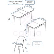 Resim Canisa Concept Kor Serisi 70X114 Açılabilir Siyah Mermer Mutfak Masa Takımı 