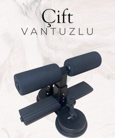 Resim Çift Vantuzlu Mekik Çekme Metal Spor Aleti Ayak Destekli Karın Egzersizi Evde Spor Egzersiz 