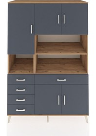 Resim Kronos Dolap 9 Raflı 5 Çekmeceli 5 Kapaklı 132x59x195 Çam-antrasit/antrasit Antrasıt/antrasıt 