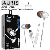 Resim Auris MİKROFONLU METAL MIKNATISLI TYPE-C GİRİŞLİ SİLİKON BAŞLIKLI STEREO KULAK İÇİ KABLOLU KULAKLIK 