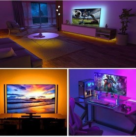Resim 2 Metre Kumandalı Usb Led Şerit Işık Renk Ayarlı Dekoratif Ortam Ve Ambiyans Aydınlatması Çok Renkli 