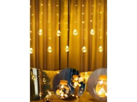 Resim Rkm Store Dekoratif Işıklı Saçaklı Top Perde LED Fişli 8 Fonksiyonlu Günışığı 