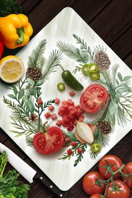 Resim Decovetro Cam Kesme Tahtası ve Sunumluk Kare Noel Yılbaşı Çelenk Desenli 30 x 30 cm 
