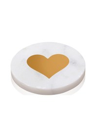 Resim The Mia Mermer Bardak Altlığı Kalp Beyaz 