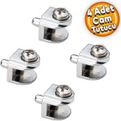 Resim Cam Raf Tutucu Metal Cam Etejer Pimli Krom Metal Vidalı (4 Adet) 