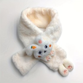 Resim 1 adet Yumuşak & Sıcak Eşarp - Kalp & Pati Desenli Sevimli Tavşan Tasarımı, Kadınlar için Rahat Kış Aksesuarı, Elde Yıkanabilir, Soğuk Hava için Mükemmel, Kışlık Eşarp, Şık & Çok Yönlü Kullanım, Eğlenceli Tasarım, Dayanıklı Kumaş, Sezonluk Moda 