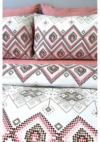 Resim Tek Kişilik Ranforce Nevresim Takımı Lastikli Çarşaflı Bohemıan Pudra 