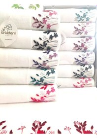 Resim 6.lı Set Annem 50x90 Cm. Özel Tafting Nakışlı Kadife Doku Çeyizlik Lüks Havlu Seti Beyaz Beyazdal Beyaz 