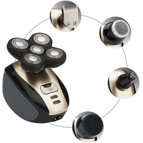 Resim Geeksen Erkekler Çok İşlevli 5 Başlıklı Elektrikli Kel Tıraş Makinesi Jilet Şar Razor Renkli 