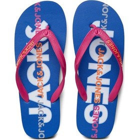 Resim Jack & Jones Erkek Jfwbrıght Yazı Detaylı Parmak Arası Terlik 12251242 Mavi 