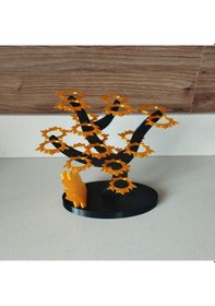 Resim Akçaağaç Dekoratif Kahve Kapsül Standı Ve 2 Adet Bardak Altlığı-çift Taraflı Kullanım-37 Mm Ve 46 Mm Kapsül Uyumlu-mavi Sarı 