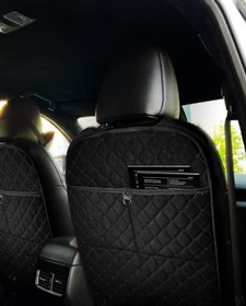 Resim TORPEDO Tay Tüyü Kapitone Oto Koltuk Arkası Koruyucu Organizer - Araç İçi Organizeri Siyah 2 Adet 
