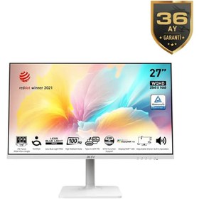 Resim MSI 27 MODERN MD272QXPW 2560x1440 (QHD) FLAT IPS 100HZ 1MS ANTI-GLARE MONITOR 