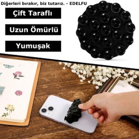 Resim Genel Markalar Çift Taraflı Vakumlu Telefon Tutucu, Yuvarlak Silikon Vakumlu Çok İşlevli Mobil Cihazlar için Vantuz 