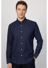 Resim Tudors Slim Fit Non-ıron Ütü Gerektirmez Lacivert Erkek Gömlek-30452-lacivert Lacivert 