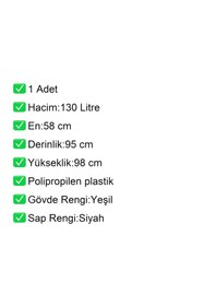 Resim akdenizpos PK130 Plastik Market Alışveriş Arabası 130 Litre Yeşil 