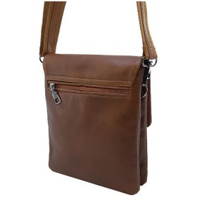 Resim Hakiki Deri Taba Renk Erkek Postacı Çantası %100 Kuzu Derisi Taba 