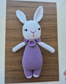 Resim Sevimli Tavşan Uyku Arkadaşı- Amigurumi Beyaz-Mor 